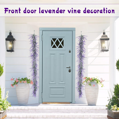 HUZIYAHAN Spring Summer Lavender Garland, 6Ft Purple Lavender Artificial Garland, All Year Lavender Garlands for Farmhouse Wedding Mantle Arch Porch Stair Table Indoor Door Home Decor (1)