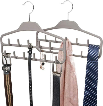 FairyHaus Belt Hanger Organizer 2 Pack, Non-Slip Tie Rack Holder for Belts, Ties, Jewelry, Scarves