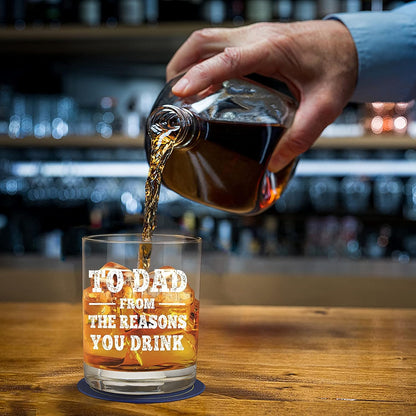 NBOOCUP Funny Whiskey Glass Gift for Dad - To Dad From The Reasons You Drink, Novelty Birthday/Christmas Present, 11 oz