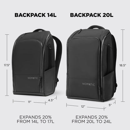 NOMATIC 14L Backpack - Work Backpack for Men and Woman - Everyday Pack - Water Resistant - 15" Laptop Sleeve - Professional Daypack For Mens - Expandable Travel Pack