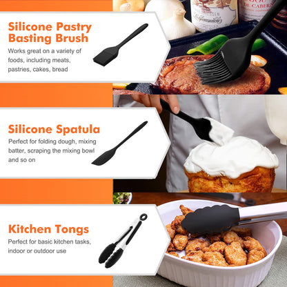 Dual Basket Air Fryer Accessories, Set of 10 Fit for Ninja Dual Air Fryer DZ201, DZ401 & Most 8 Quart - 10 Quart and Larger Dual Zone Air Fryer, Include Cake Pizza Pan, Rack & Skewer, Paper Liner, etc