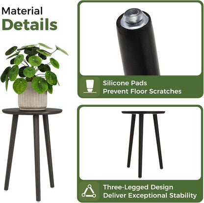 Leaf&lull Tall Plant Stand Indoor Black Plant Table for Large Plants Wooden Plant Stool Plant Holder for Living Room