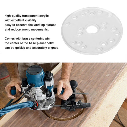 Router Base Plate Replacement, Universal Router Base Adaptor with Centering Pin Acrylic Router Base Attachment Woodworking Router Accessories Parts
