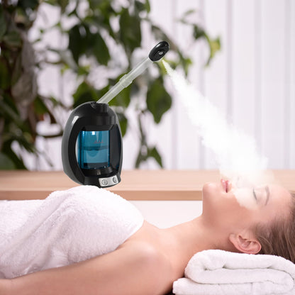 Facial Steamer-Nano Ionic Face Steamer for Facial Deep Cleaning, Vaporizador Steamer for Esthetician, Professional Facial Steamer for Home Facial Spa. (Black)