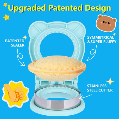 XBllcyiv Uncrustable Sandwich Maker,Sandwiches Pocket Circle Shape 3.7Inch Sandwich Cutter and Sealer,Sandwich Cutter for Kids Breakfast and lunchboxes (Light Blue)
