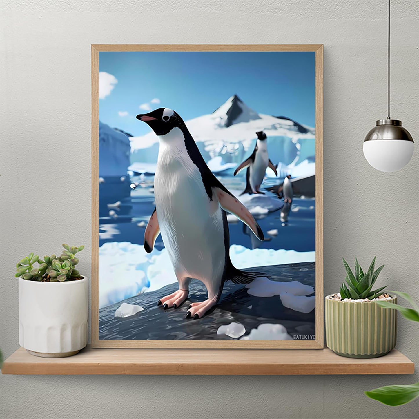 EATUKYIC 5D Adult Diamond Painting Kit Penguins on The Glacier Diamond Painting Full Diamond Gemstone Painting Suitable for Relieving Emotions Penguin Diamond Dots Art Crafts 12x16 inch