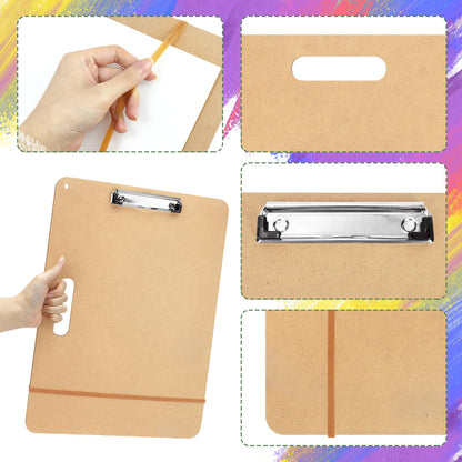 TKOnline 2 Pack 11.8x17.7 Drawing Boards, Sketch Boards with Sturdy Clip and Rubber Bands, Portable Art Clipboard for Classroom, Drafting and Studio Drawing