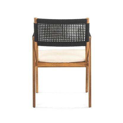 Christopher Knight Home Terry Acacia Wood Patio Dining Set for 6, Solid Wood Outdoor Dining Table Set for 6, 7 Piece Outdoor Dining Set with Rectangular Table and Woven Rope Accents, Teak+Beige+Black