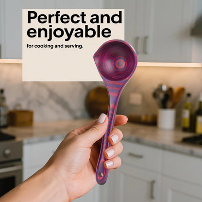 Cokka Praca Pakkawood Deep Soup Ladles with Spout | 9.6 inch Big Soup Ladle for Cooking | Wooden Spoons for Cooking | Wood Kitchen Utensil | Byzantium