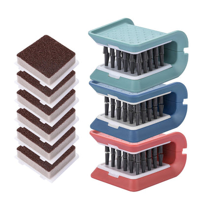 Knife Cleaner, 3 Pack Cutlery Cleaner, Blade Cleaner with 3 Pcs Replacement Sponge Brush Head, for Kitchen Chopsticks Fork Spoon Knives Washing (Blue, Pink, Green)