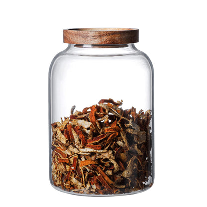 WINAKUI Large Glass Jars with Airtight Wooden Lid, Food Storage Glass Canister, Clear Cereal Storage Container for Flour, Sugar, Coffee Beans, Snack (67 FL OZ (2000ml))