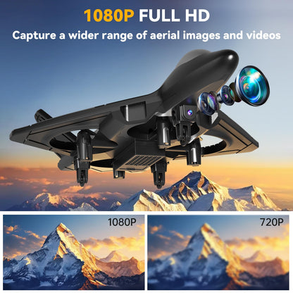 4DRC V31 RC Plane with Camera, Foam Remote Control Drones with Camera for Kids Adults 8-12 12-16, Remote Control Airplane Fighter Jet with Light, 360° Flip Fighter Jet Toy