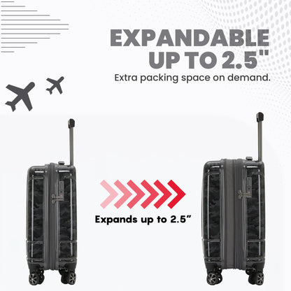 Spyder Matrix 3 Piece Luggage Set with 360° Spinner Wheels, TSA Approved Lock, (20 Inch Carry On, 25 Inch Medium Luggage, 29 Inch Large Checked), Gray/Black