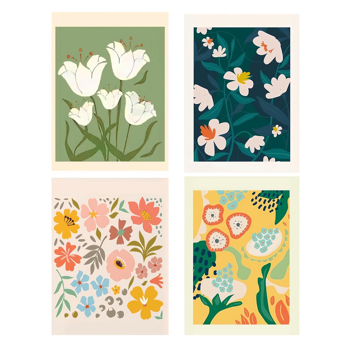 Yeaqee 4 Pcs Diamond Art Kits DIY Painting for Adult Aesthetic Wall Diamond Crafts Aesthetic Room Decor Cute Painting Pictures 5d Craft Wall Decor for Home 10 x 11.8''(Floral)