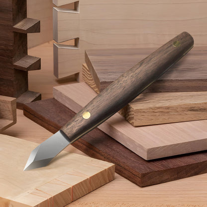 RUITOOL Marking Knife, Woodworking Scribing Knife with Leather Sheath, High Carbon Steel Double Beveled Blade Striking Knifes with Wooden Handle, Premium Quality Wood Scribe Tool for Carving