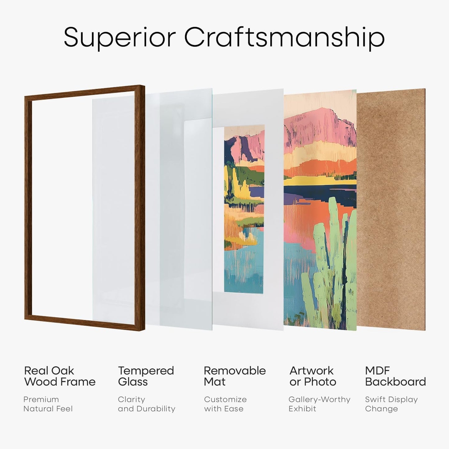 11x18 11 18 8.5 11 5x7 Set 1 Homeforia Brown Diploma Frame with Photo, High End Oak x Certificate Wood Frame with Mat x