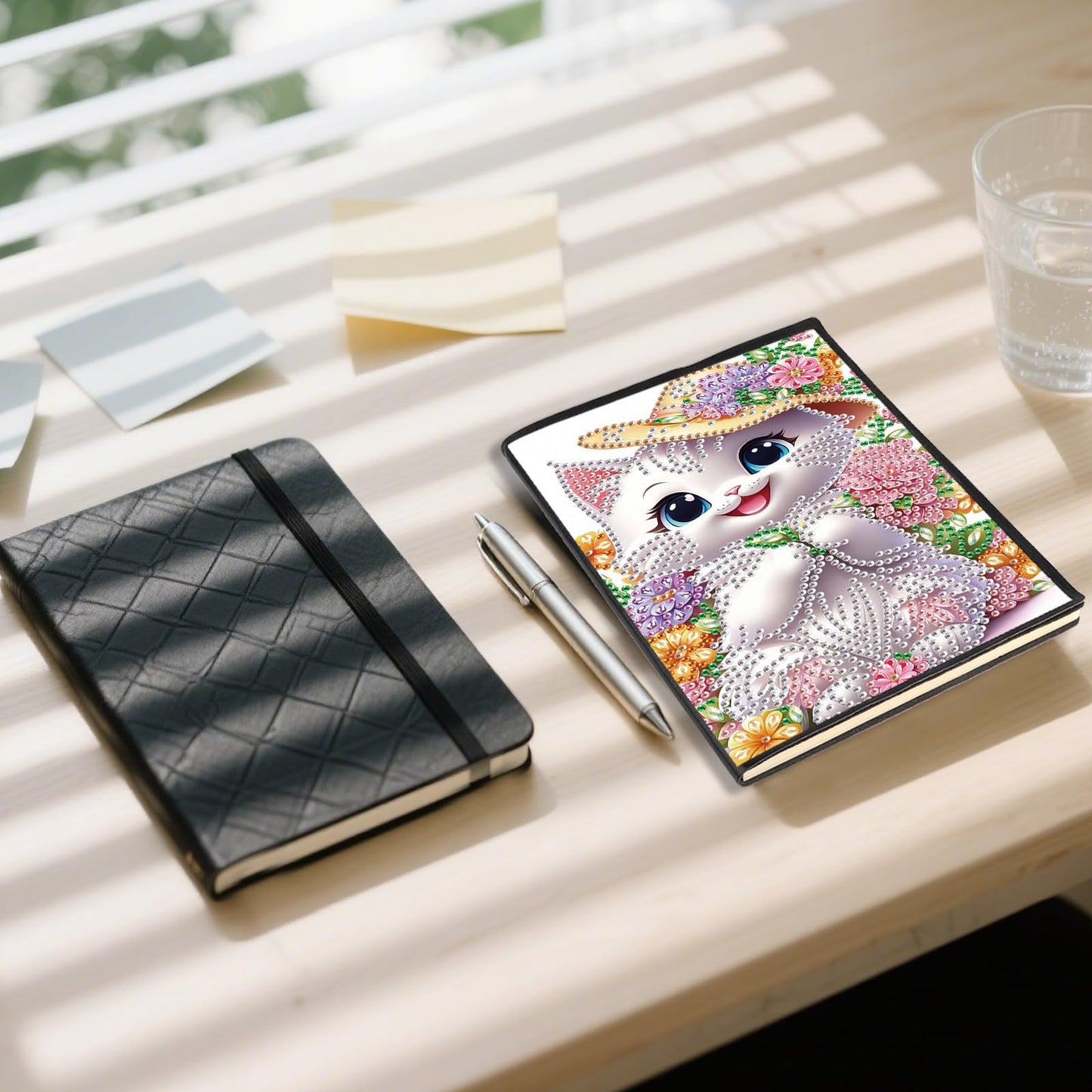 JZHYOAN Diamond Painting Blank Notebook Kits for Adult DIY Cat Special Pattern Diamond Art Dairy Note Book Journal Sketchbook Drawing Painting Message Notepad for Office Work Gifts
