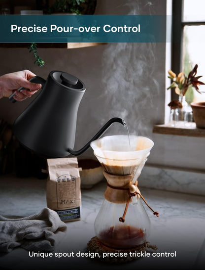INTASTING Electric Kettles, Gooseneck Electric Kettle, ±1℉ Temperature Control, Stainless Steel Inner, Quick Heating, for Pour Over Coffee, Brew Tea, Boil Hot Water, 0.9L Black