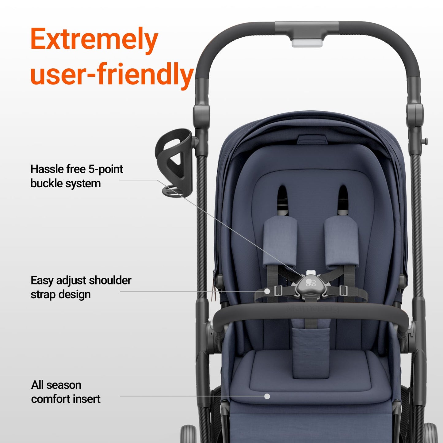 MAMAZING Air Lux Baby Stroller with Bassinet from Newborn to 50 lbs, Strength Carbon Fiber Frame Only 15.8lbs, Bassinet Stroller Included Reversible Seat, Car Seat Adapter & Large Storage Basket
