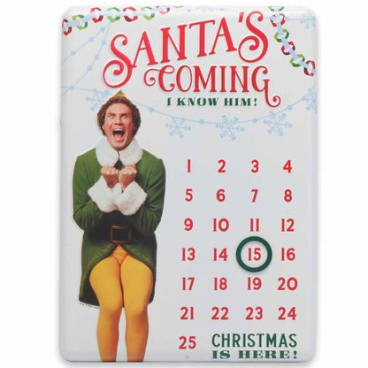 Elf Movie Embossed Metal Christmas Countdown Calendar - Fun Elf Christmas Calendar with Magnet for Home Decorating