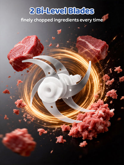iRIITCH Food Processors, Electric Food Chopper with Meat Grinder & Vegetable Chopper - 2 Bowls (10 Cup+5 Cup) with Powerful 500W Copper Motor - Includes 2 Sets of Bi-Level Blades for Fruits/Meat/Nuts