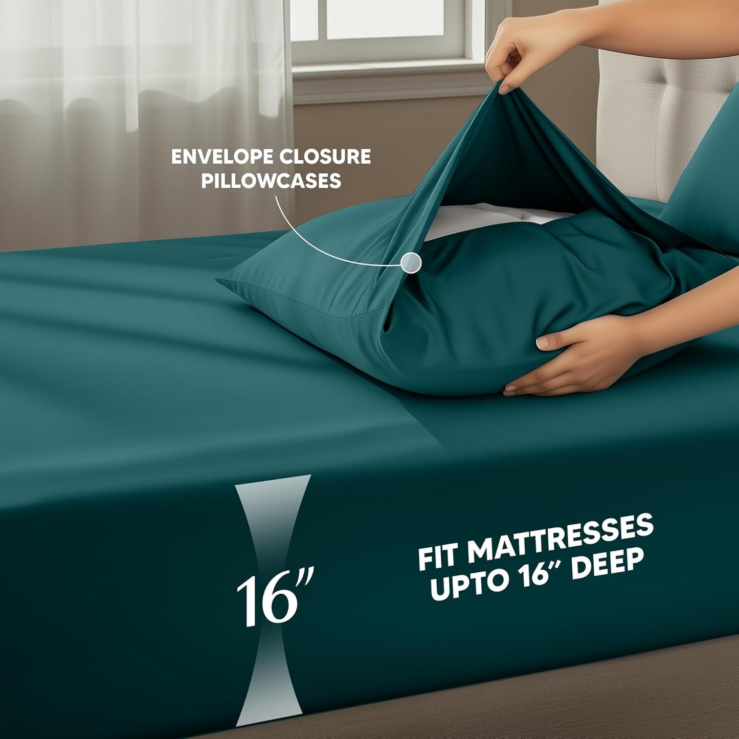 Utopia Bedding King Size Sheet Set - Soft, Breathable Microfiber | 4-Piece in Teal Green, Oeko Tex Certified