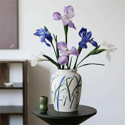 Ginger Jar Vases for Centerpieces Vase Vintage Vase Handpainted Farmhouse Rustic Handcrafted Pottery Vases 9.5x8.3 Inches Flower Vase