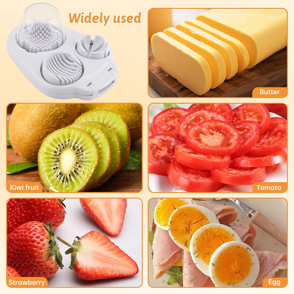 3-In-1 Egg Slicer for Hard Boiled Eggs,Stainless Steel Egg Cutter with 3 Cutting Modes,Multipurpose Kitchen Gadget Dicer for Butter Strawberry,Mushroom,Banana,Tomato,Easy to Use