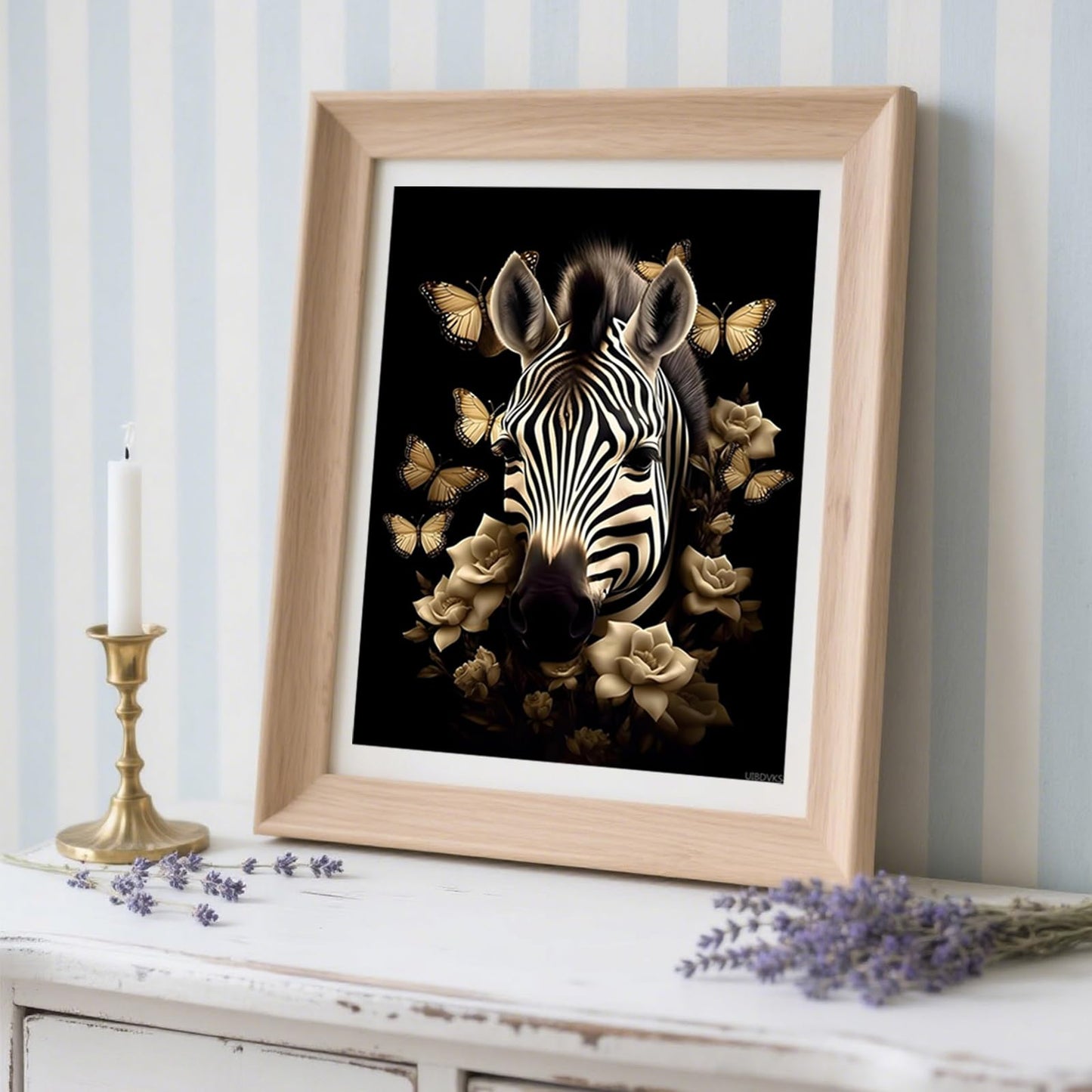 UIBDVKS Diamond Art for Adults Animal Full Drill Diamond Art Kits Beautiful Zebra Surrounded by Flowers DIY 5D Diamond Dots Painting Diamond Art Kits for Art Wall Decor Gifts 12x16 inch