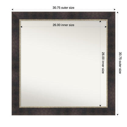 Amanti Art Bronze Bathroom Mirror for Over Sink, 31x31 Odin Antique Bronze Square Vanity Mirror, Large Modern Wood Frame, Hangs Horizonally and Vertically, Bathroom Wall Decor, Non-Beveled Edge