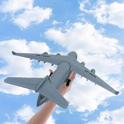 OTONOPI 8.3 Inches Diecast Plane Model Airplane with Army Man Pull Back and Let Go C17 6289 Alloy Transportation Aircraft Military Airbus with Lights and Sounds Toy Gift for Boys and Girls Age 3+