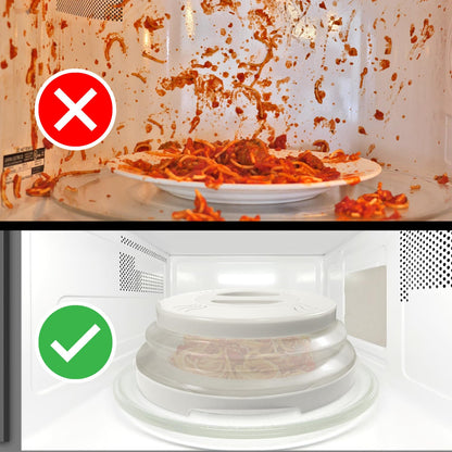 HOVER COVER Magnetic Microwave Splatter Cover with High Power, Strongest Magnetic Grip, Collapsible 12-Inch BPA-Free Food Lid, Vented Plate Guard, Dishwasher Safe, Space-Saving Storage - White