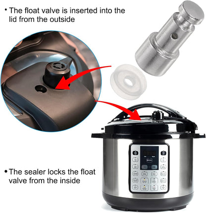 uxcell Pressure Cooker Float Valve Kit, 1 Set Black Steam Sealing Rings Silicone Gasket for 5/6QT Pressure Cooker