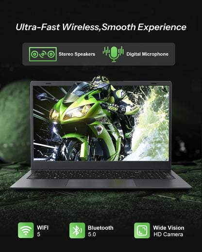 Zrasu 15.6 Inch Laptop with Pentium Gold 6500Y(Up to 3.4GHz), 8GB RAM 128GB SSD,1080P Full HD, USB-C,WiFi 5,BT5.0,Gray Computer Laptops for School, Business