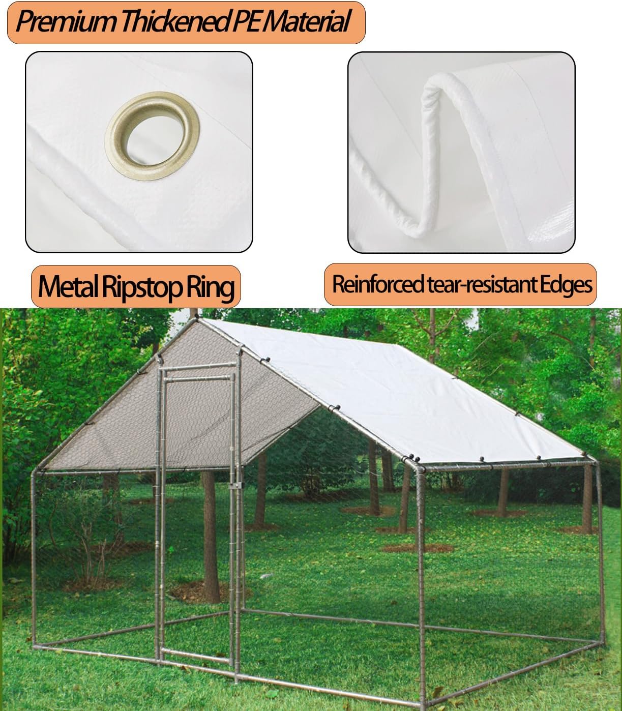 11.3 6.3 (1 Pack) Chicken Coop Cover Waterproof and UV, * FT Chicken Run Cover for Winter with Ball Bungees Cords