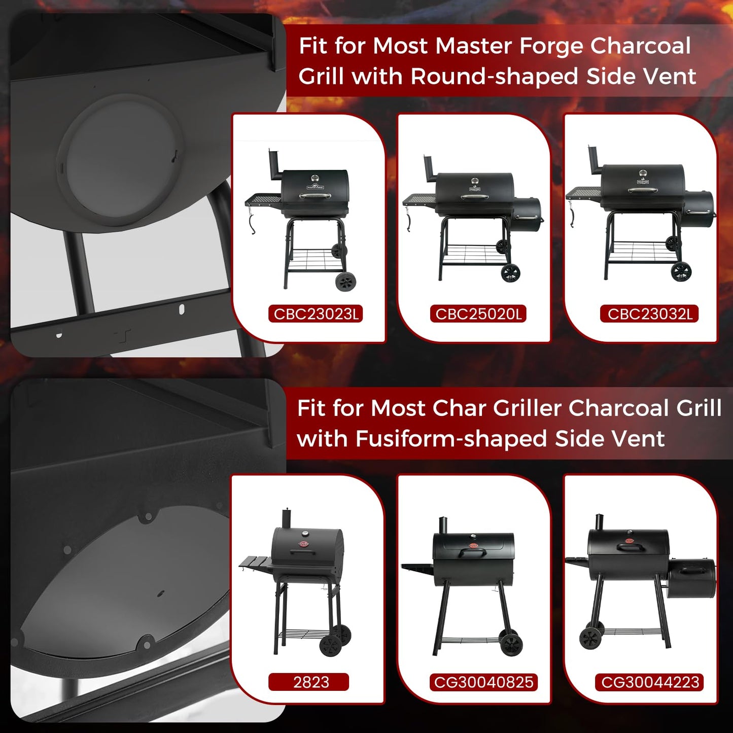 Gravity Smoker Side Firebox Retrofit kit for Char Griller Fire Box Charcoal Barrel Grill Part for Master Forge Chargriller Offset Wood Pellet Smoker Hopper Outdoor Camping Grilling Cooking Accessories