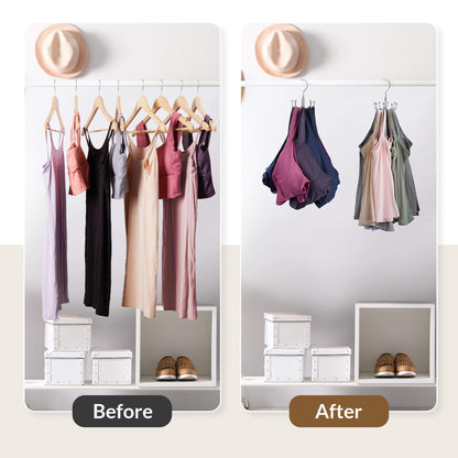 ZEDODIER Tank Top Hanger, Rotatable Bra Organzier for Closet, Max 24 Storage Capacity Sport Bra Holder, Metal Space Saving Closet Organizers and Storage, Silver
