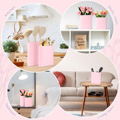 2 Vesici Pcs Ceramic Book Shape Vase for Flowers Gifts for Christmas Cute Bookshelf Decor Vase for Book Lovers Gifts