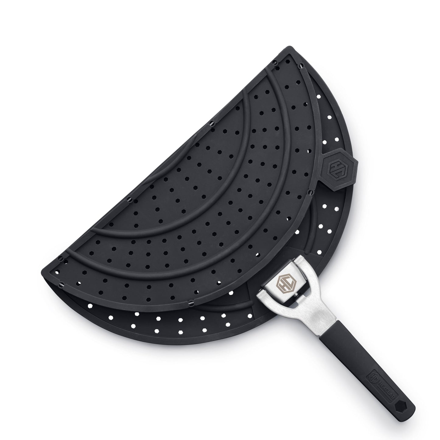 HexClad Grease Splatter Screen for Frying and Searing, Fits HexClad’s 10 and 12-inch Pans, Dishwasher-Safe, Folding Design, Heat-Safe to 480°F, Stay-Cool Locking Handle, Silicone and Stainless Steel