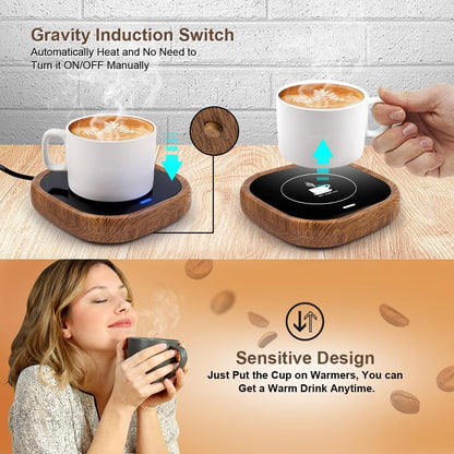 Coffee Mug Warmer, Candle Warmer for Desk with Auto Shut Off, Mug Warmer for Coffee, Tea, Hot Chocolate (Wood Grain)