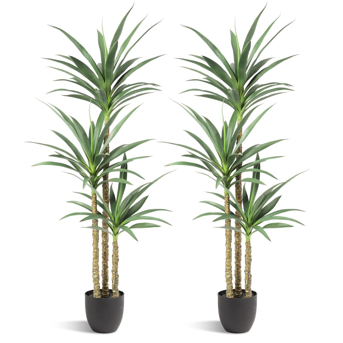 Waoops Artificial Tree 5.3Ft Faux Agave Plant with 3 Heads in Plastic Pot Fake Tree for Home Decor Indoor or Outdoor Office Decoration Housewarming Gift