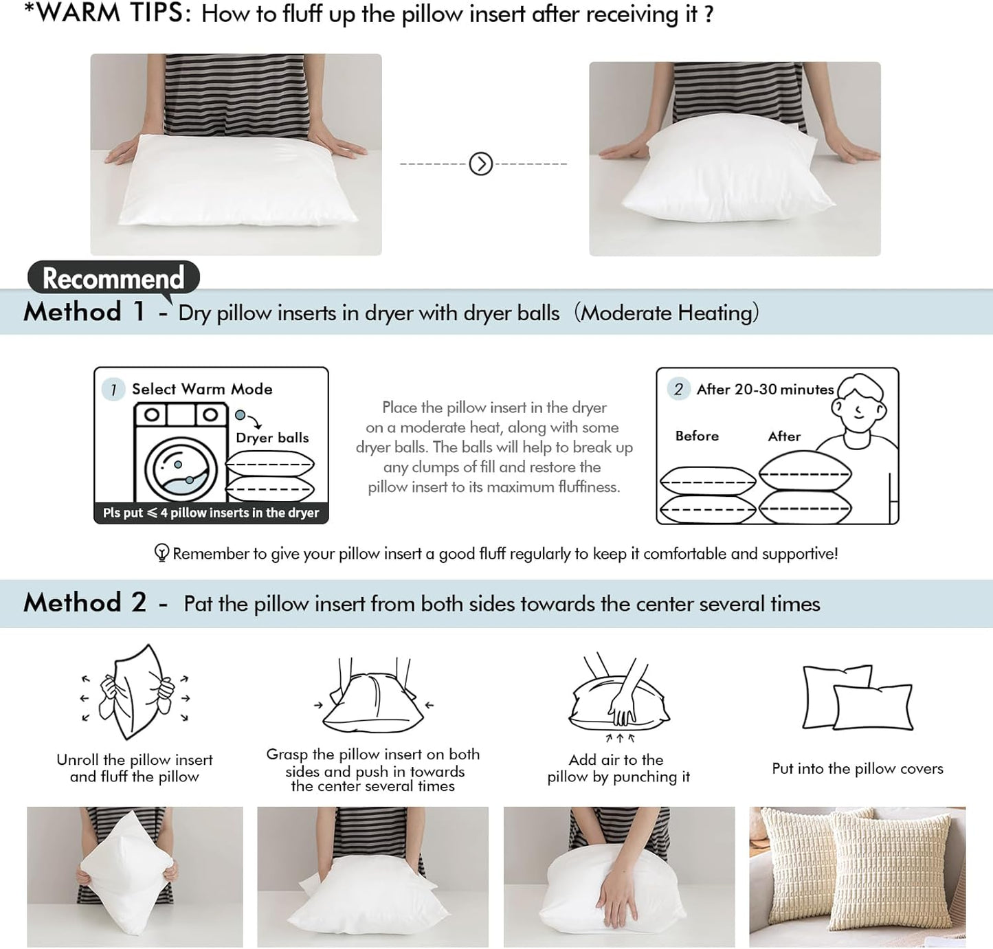 MIULEE Pillow Inserts - 18x18 Inches Pack of 2 | Soft Decorative Throw Pillows for Couch