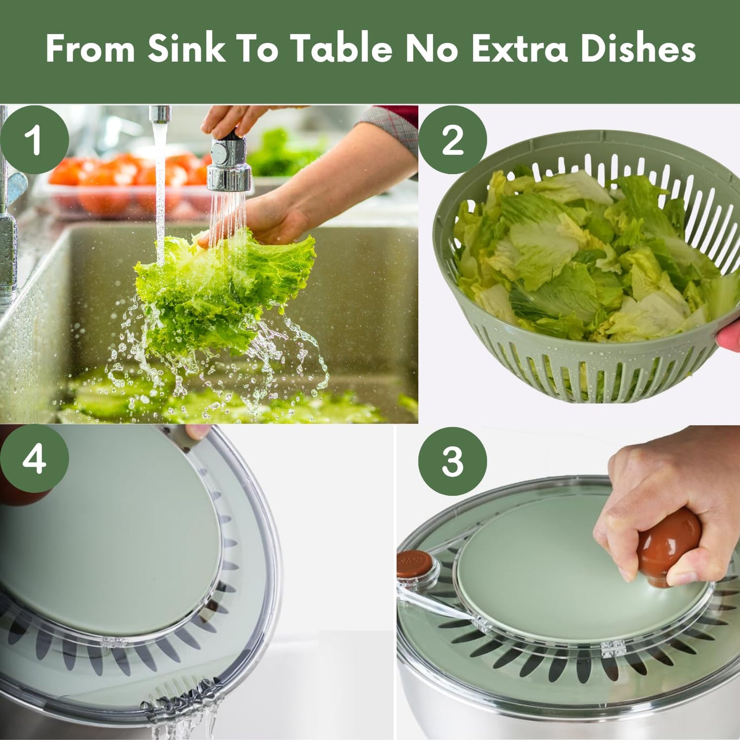Tarkeen Stainless Steel Salad Spinner Large, BPA-Free Lettuce Spinner, 3-in-1 Salad Bowl & Fruit Cleaner with Non-Slip Base, Dishwasher Safe, 5 Blade Slicer & Egg Yolk Separator, 5.3Qt