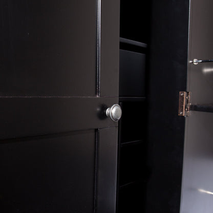 SEI Furniture Cape Town Bar Cabinet w/Wine Storage, Faux Marble Countertop with Black Finish