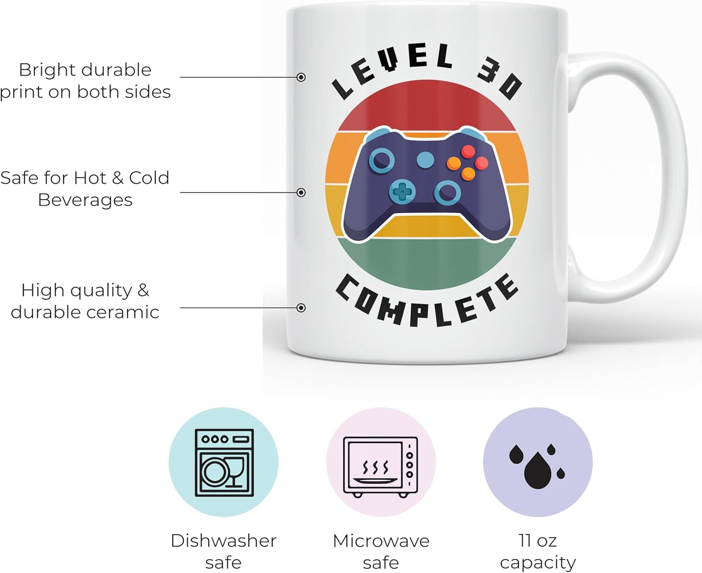 YouNique Designs 30th Birthday Mug, 11 Ounces, Coffee Cup for Men, 30th Birthday Gifts - White