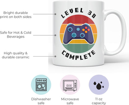 YouNique Designs 30th Birthday Mug, 11 Ounces, Coffee Cup for Men, 30th Birthday Gifts - White