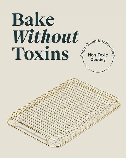 Caraway Stainless Steel Cooling Rack - 9" x 13" - Perfect for Cooling Baked Goods & Icing - Gold Finish