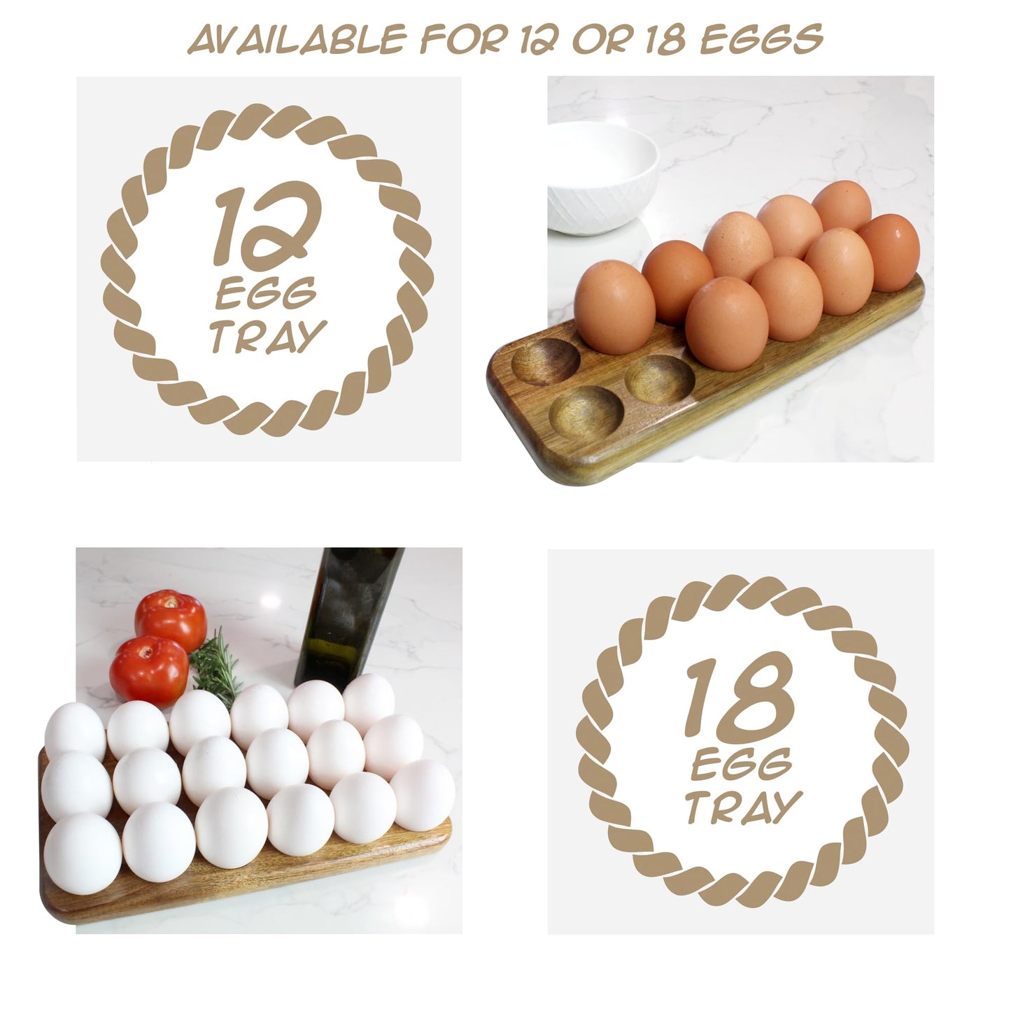 GUI'S CHICKEN COOP Egg Tray - Rustic Wooden Egg Holder For Eggs Usable in Kitchen Refrigerator, or Countertop for Display or Storage - Easy to Clean… (12 Eggs)
