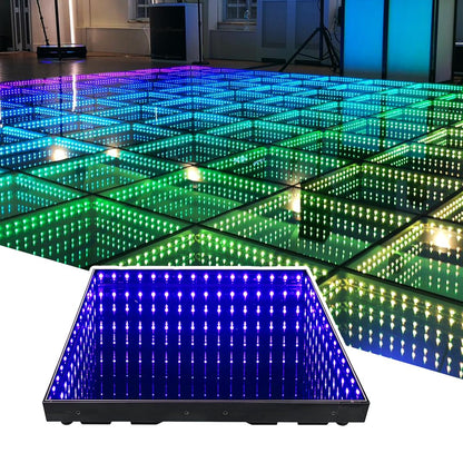 MOKA SFX Infinity Led Dance Floor Panels Mirror 3D Effect Magnetic Connect 8x8ft 25PCS/LOT