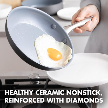 GreenPan Lima 8" Frying Pan Skillet, Ceramic Hard Anodized Nonstick, Gray, PFAS/PFOA-Free, Oven Safe